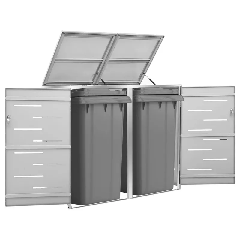 Mülltonnenbox für 2 Tonnen 138x77,5x115 cm Edelstahl