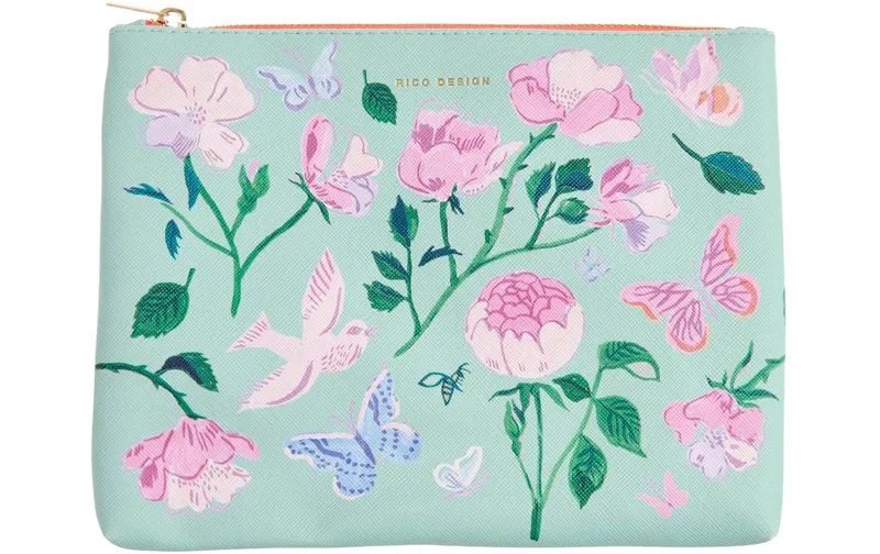 Rico Design Etui La Vie en Rose 20 x 15 cm, Rosa/Türkis