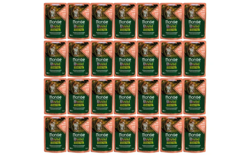 Monge Nassfutter Katze Bwild GF Sterilisiert Lachs 28x85g