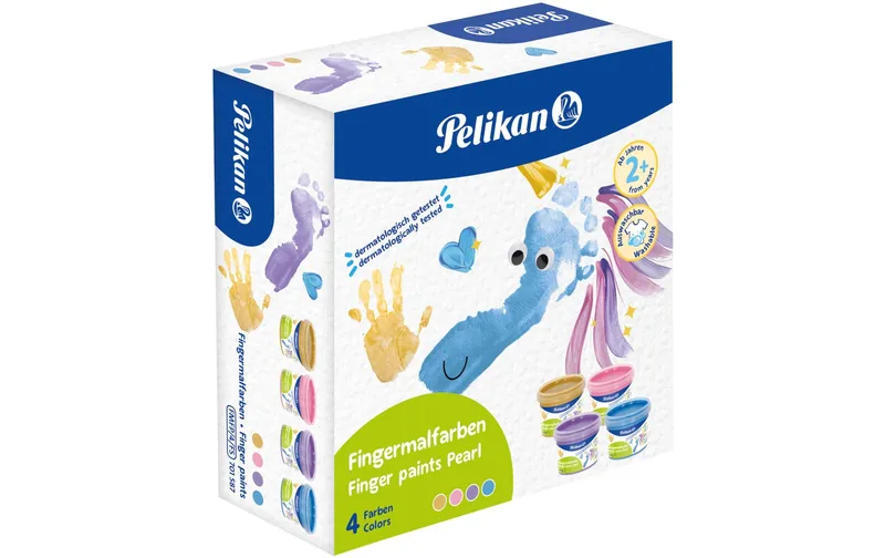 Pelikan Fingerfarbe Metallic, 4 pieces , blue/Violett/Senfgelb/Rosa