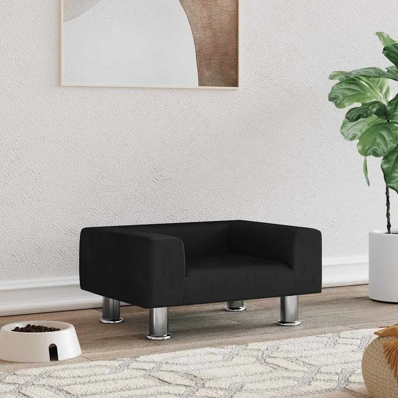 Hundebett Schwarz 50x40x26,5 cm Samt