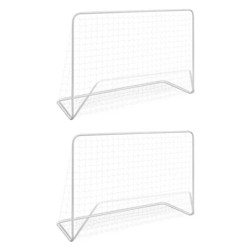Fußballtore 2 Stk. mit Netzen 182×61×122 cm Stahl bianco