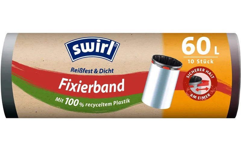 Swirl refuse sacks mit elastischem Zugband 60 l, 10 pieces