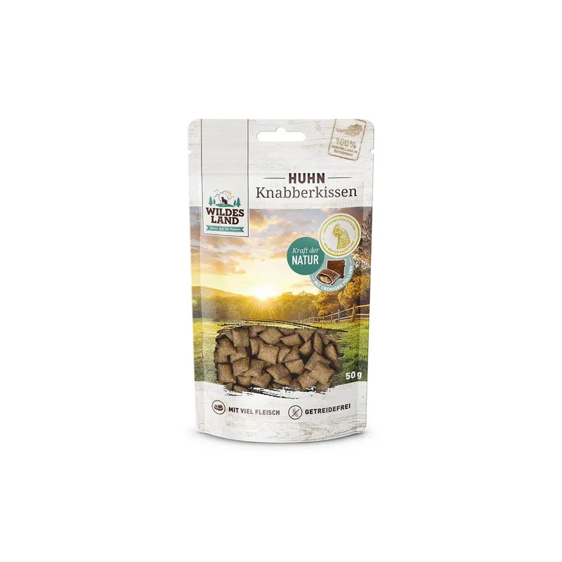 Wildes Land Katzen-Snack Knabberkissen Huhn 50 g