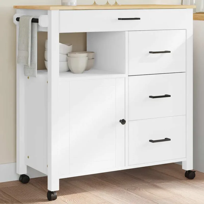 Chariot de cuisine MONZA 84x40x88,5 cm bois massif de pin