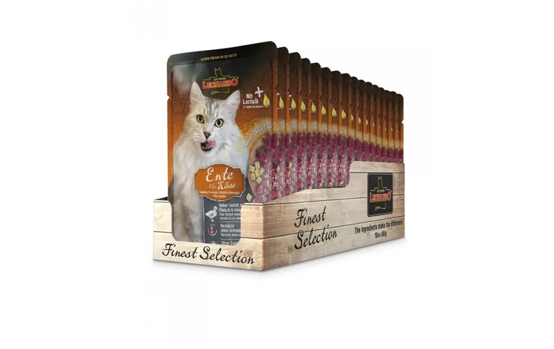 Leonardo Cat Food Nassfutter Ente & Käse, 16 x 85 g