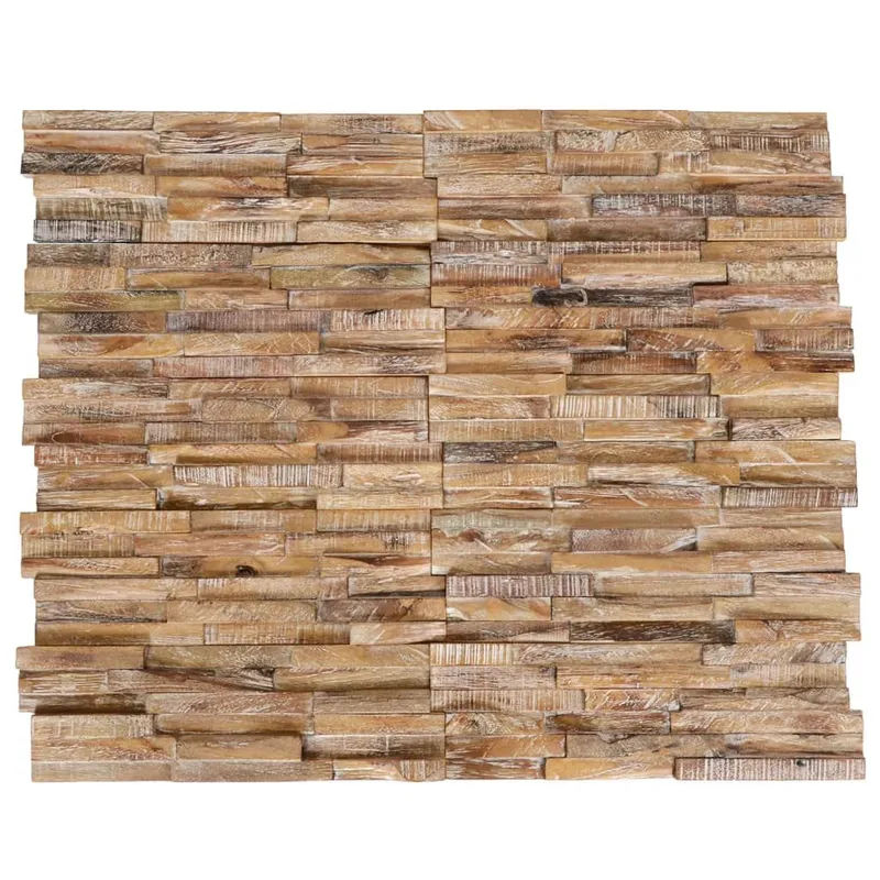 3D-Wandverkleidung 10 Stk. 1,01 m² Massivholz Teak