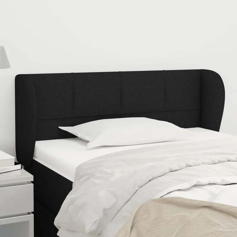 Kopfteil mit Ohren nero 83x23x78/88 cm tessuto