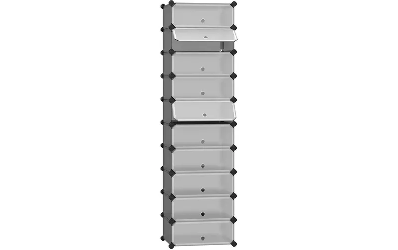 Songmics Schuhboxen mit 10 Ablagen 31 x 173 cm, Grau