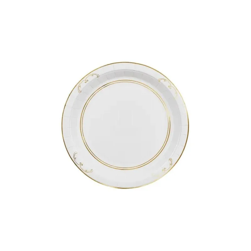 Partydeco PartyDeco Pappteller mit Ornament blanc, 6er-Set 6 pièces