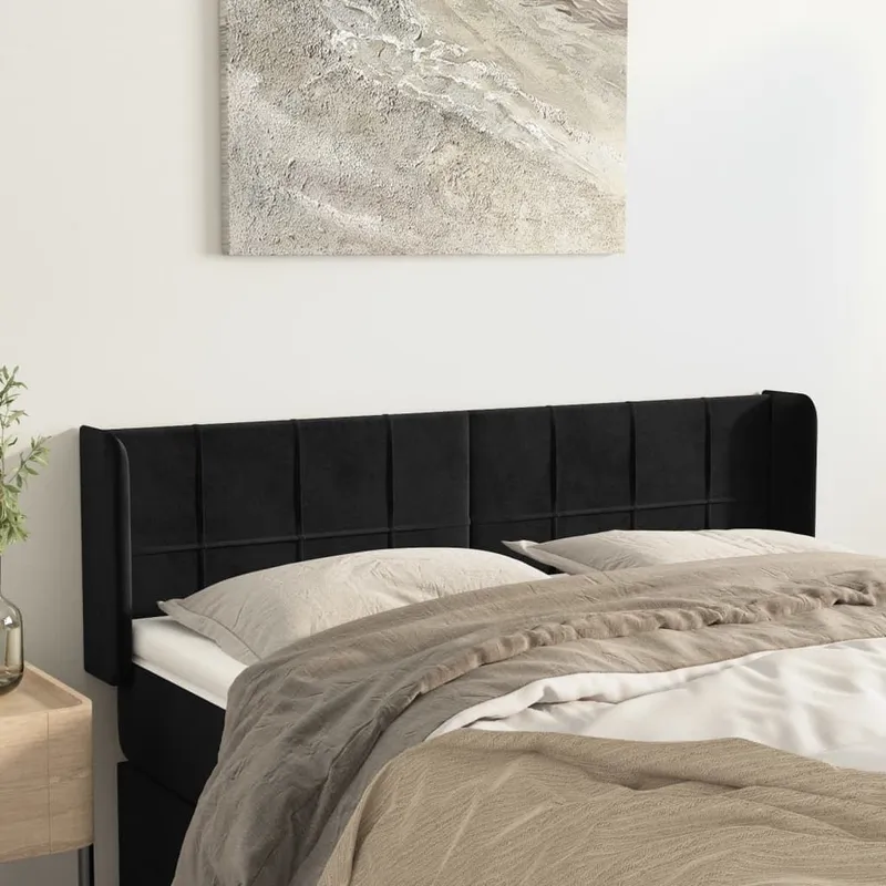 Kopfteil mit Ohren nero 147x16x78/88 cm Samt