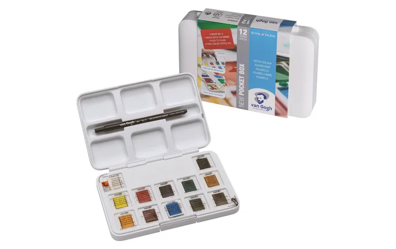 Van Gogh Aquarellfarbe Pocket Box 12 Näpfchen, multicolore