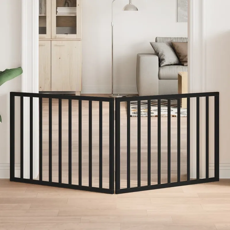 Hundegitter Faltbar 2 Paneele black 160 cm Pappelholz
