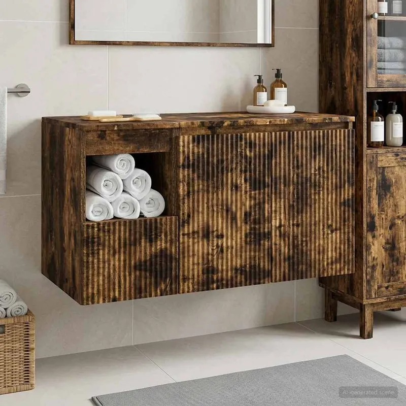 Badezimmermöbel-Set 2 stk. Geräucherte Eiche derivato del legno