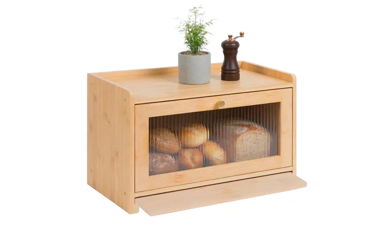 relaxdays Brotkasten mit Schneidebrett Hellbraun