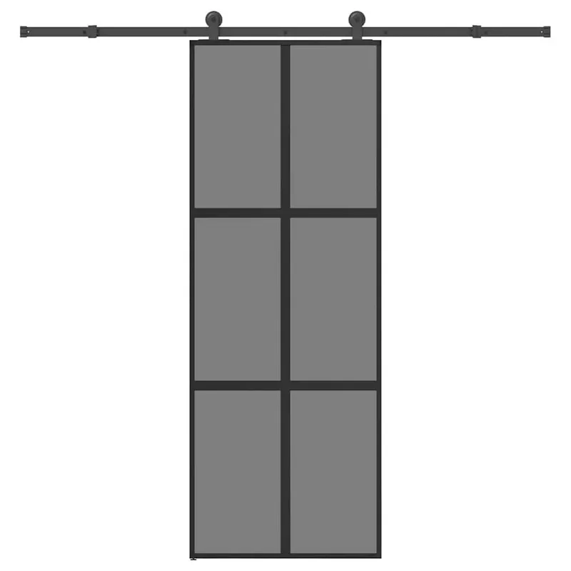 Schiebetür mit Beschlag 76x205 cm Hartglas & Aluminium