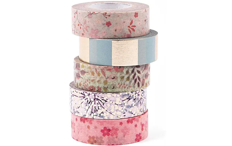 Rico Design Washi Tape Bouquet Sauvage 5 pezzi, multicolore, 10 m