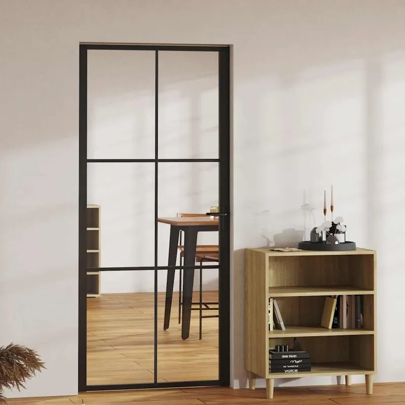 Porte intérieure Verre ESG et aluminium 93x201,5 cm Noir