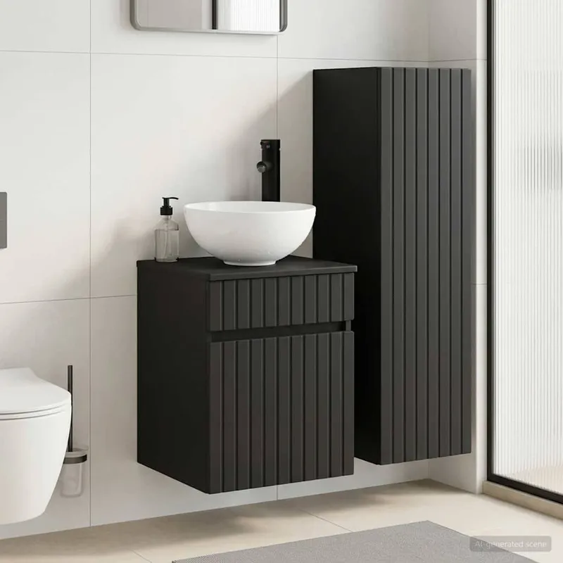 Badezimmermöbel-Set 2 stk. nero 33 x 34,5 x 100 cm