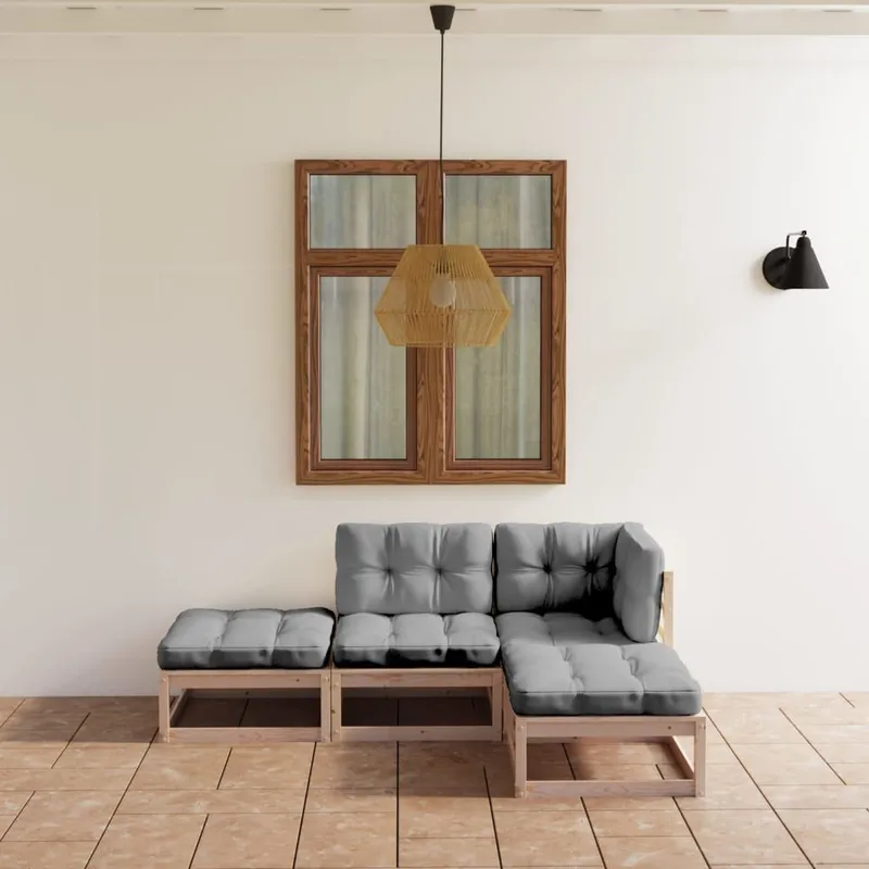 4-tlg. Garten-Lounge-Set mit Kissen legno massiccio pino