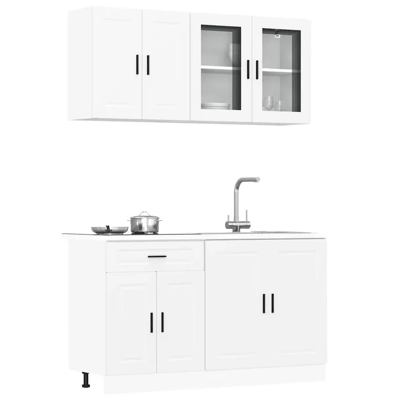 Ensemble de 4 meubles de cuisine "Porto" en bois d'ingénierie blanc