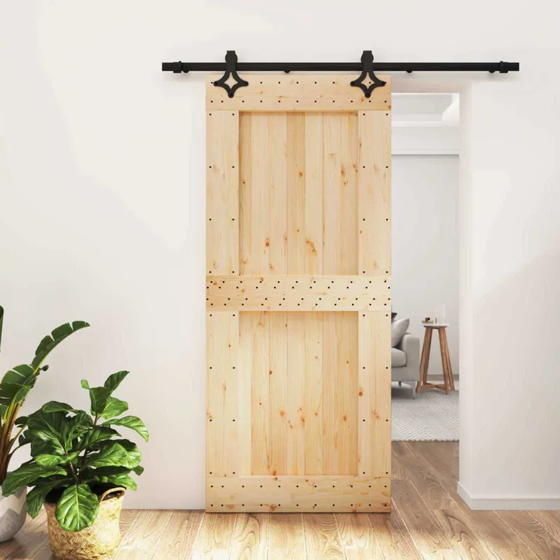 sliding door natural and black Massivpine (Unbehandelt)