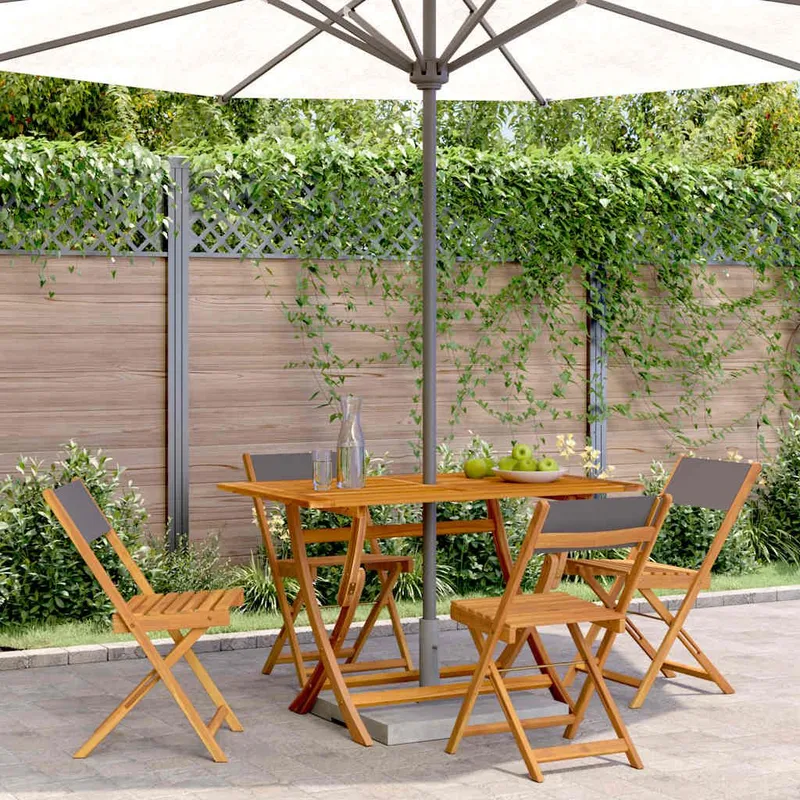 Chaises pliantes 4 pièces Tissu anthracite et bois massif