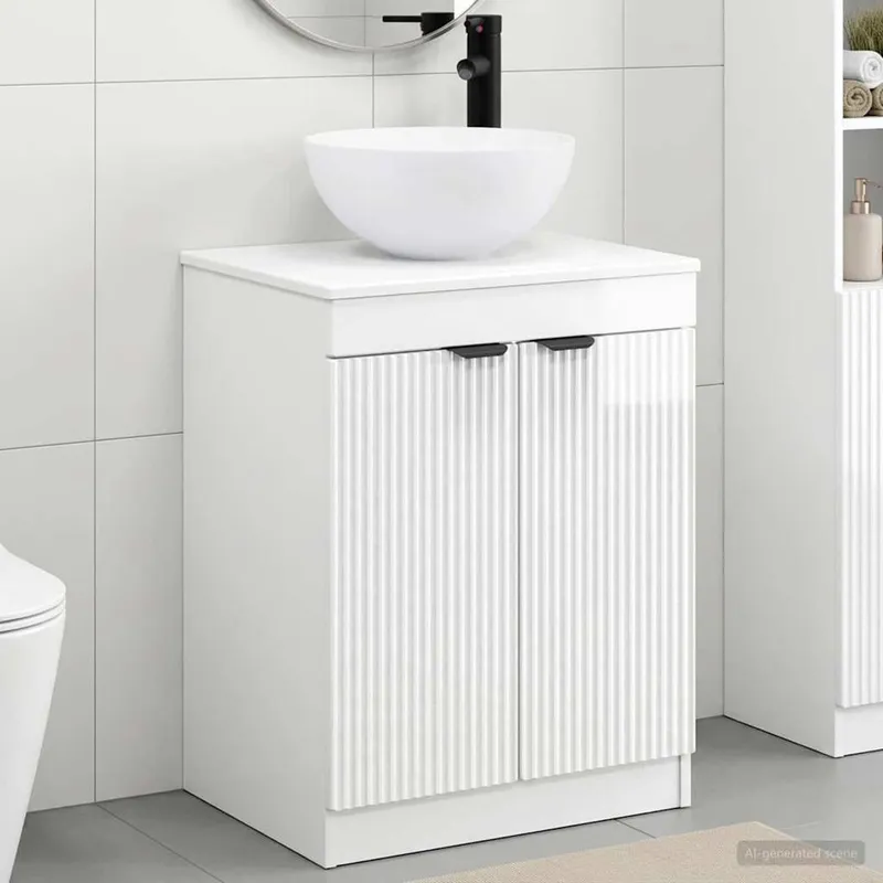 Badezimmermöbel-Set Hochglanz Weiß Holzwerkstoff