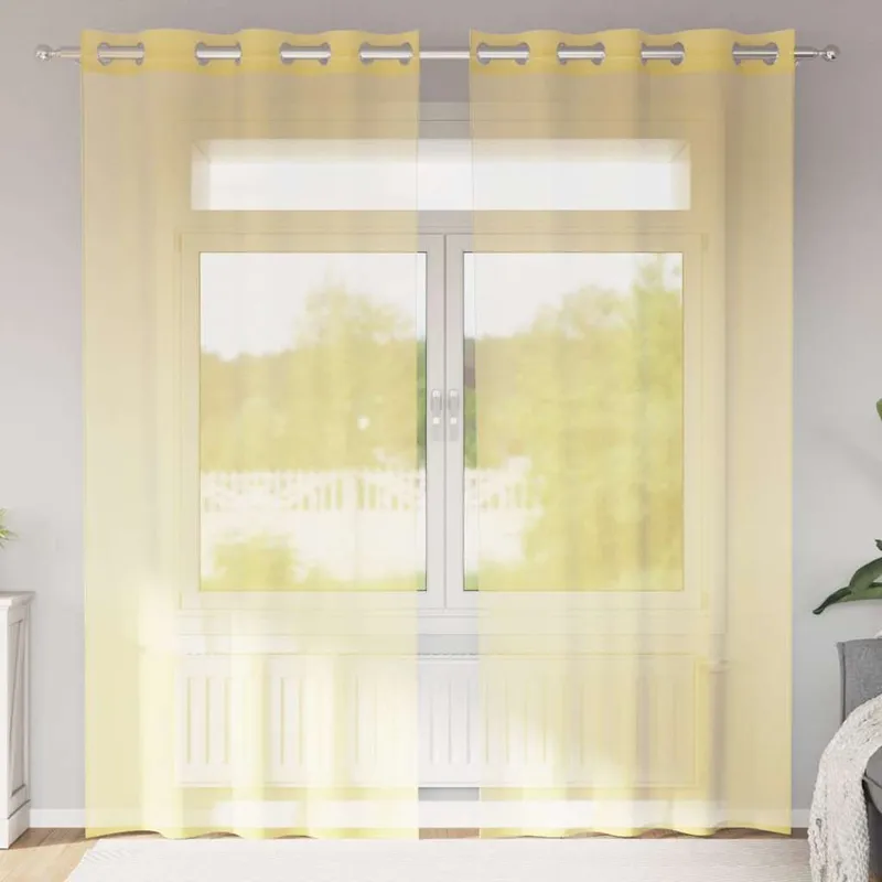 Voile Vorhänge mit Ösen 2 Stk. Gelb