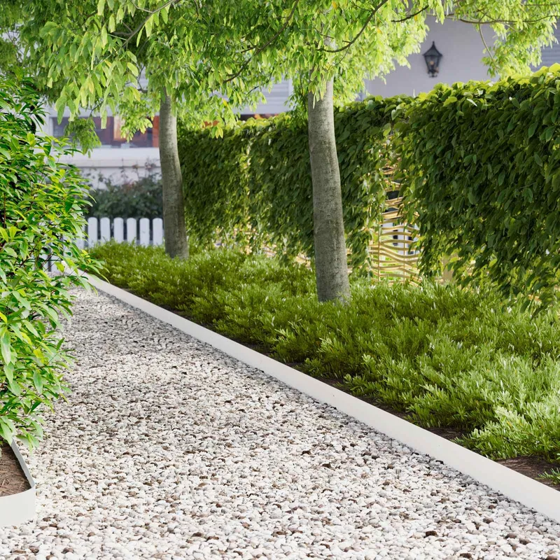 Bordure de Pelouse 50 pc 103 x 10 cm Acier Blanc