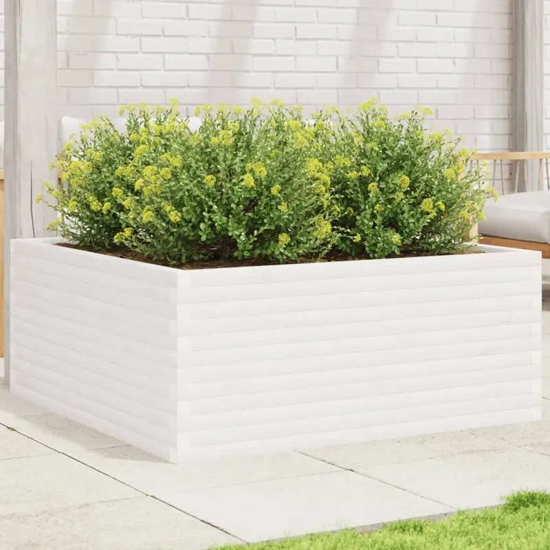 planter white 110x110x46 cm solid pine wood