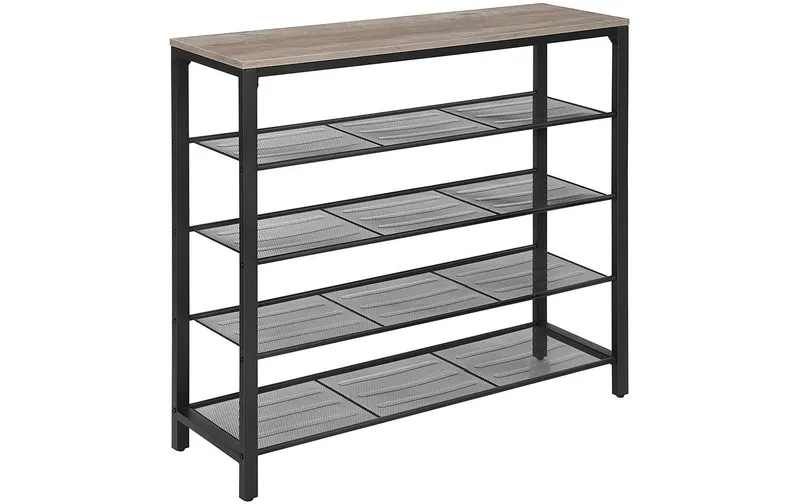 VASAGLE Schuhregal mit 4 Ablagen 100 x 92.5 cm, nero/grigio