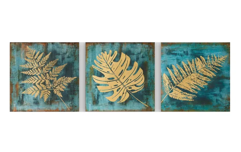 Wallxpert Bild Blätter 3 pieces, 30 x 30 cm