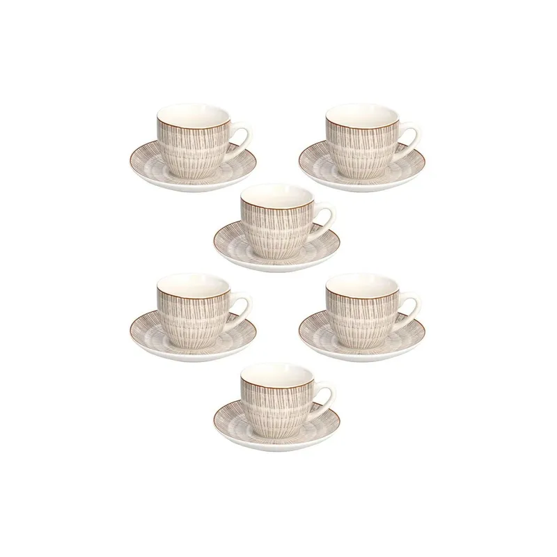 Tognana Kaffeetasse Virtuo Beige 200 ml, 6 Stück, Weiss/Braun