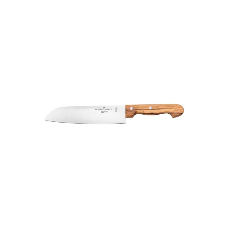 Schwertkrone Santoku Kochmesser Olivenholz - 20 cm Silber/brun