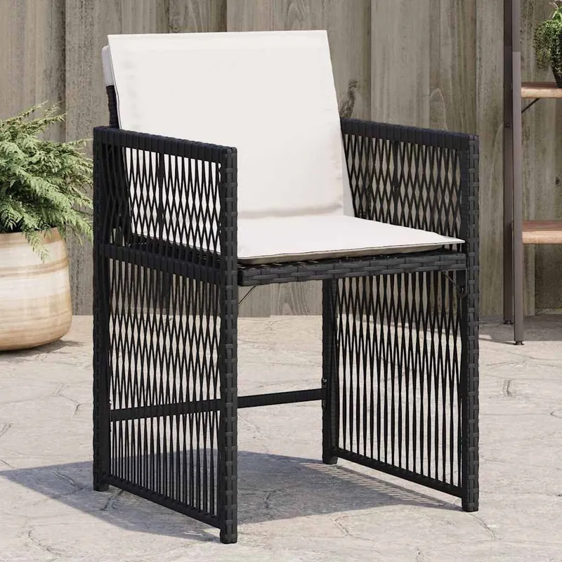 Gartenstühle mit Kissen 4 Stk. nero Poly Rattan