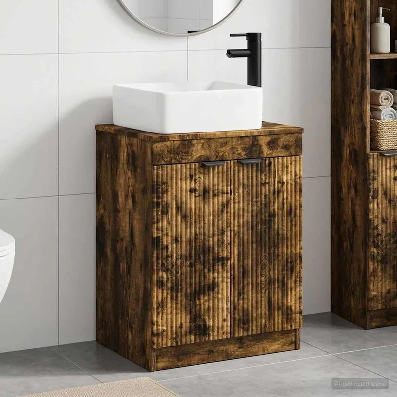 Badezimmermöbel-Set Geräucherte Eiche derivato del legno