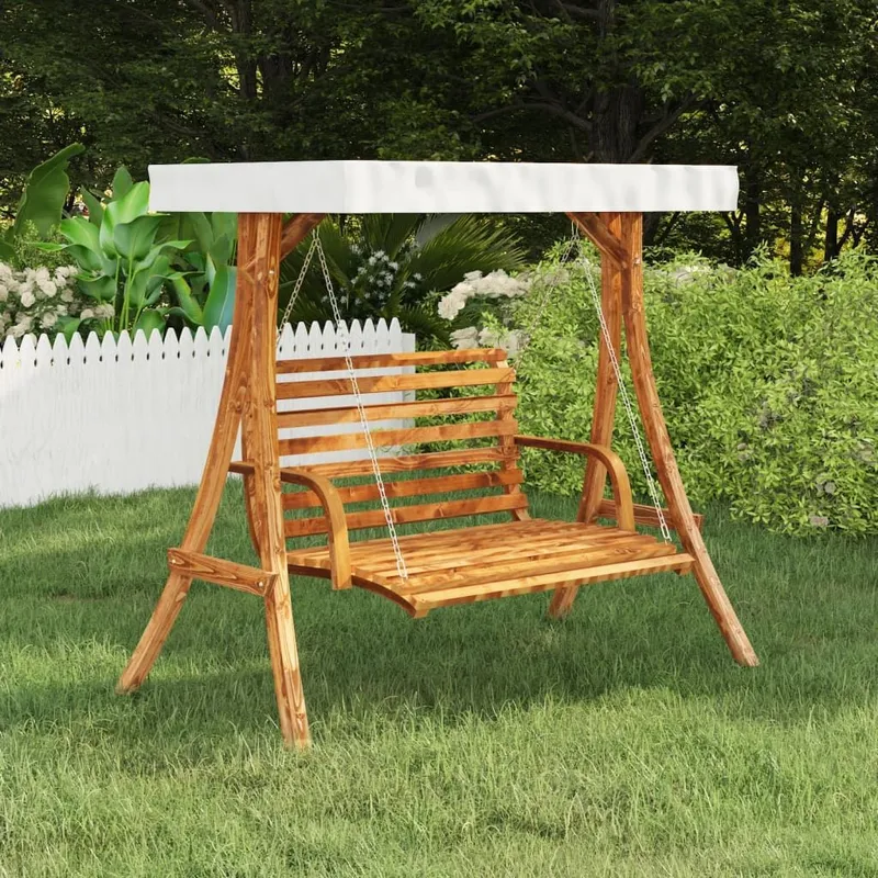 Schaukelgestell with roof cream Bugholz Massiv Teak-Finish