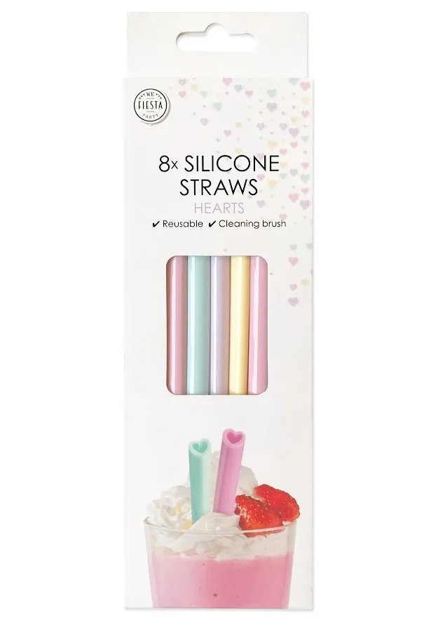 Pailles en silicone coeurs