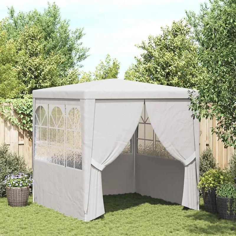 Profi-Partyzelt mit Seitenwänden 2×2m Weiß 90 g/m²