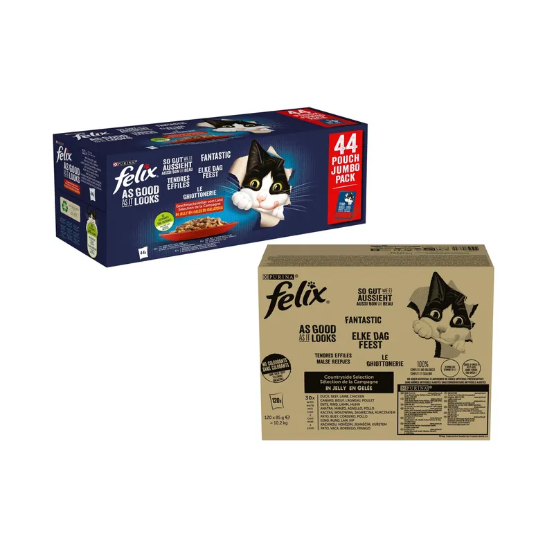 Felix Nassfutter AGAIL Fleisch Auswahl Kit, 120 + 44 x 85g