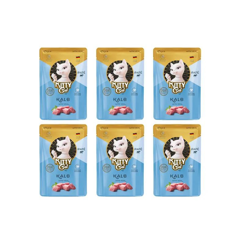 KITTY Cat Nassfutter KittyCat Paté Pouch Kalb 6 x 85 g