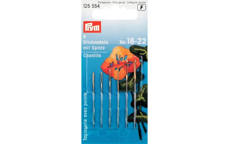 Prym Sticknadel Nr. 18 - 22 mit Spitze, 6 pièces