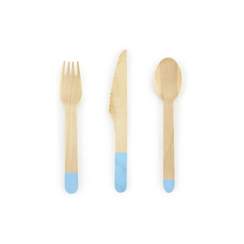 Partydeco Einweg-Besteckset Holz 1 pieces blue