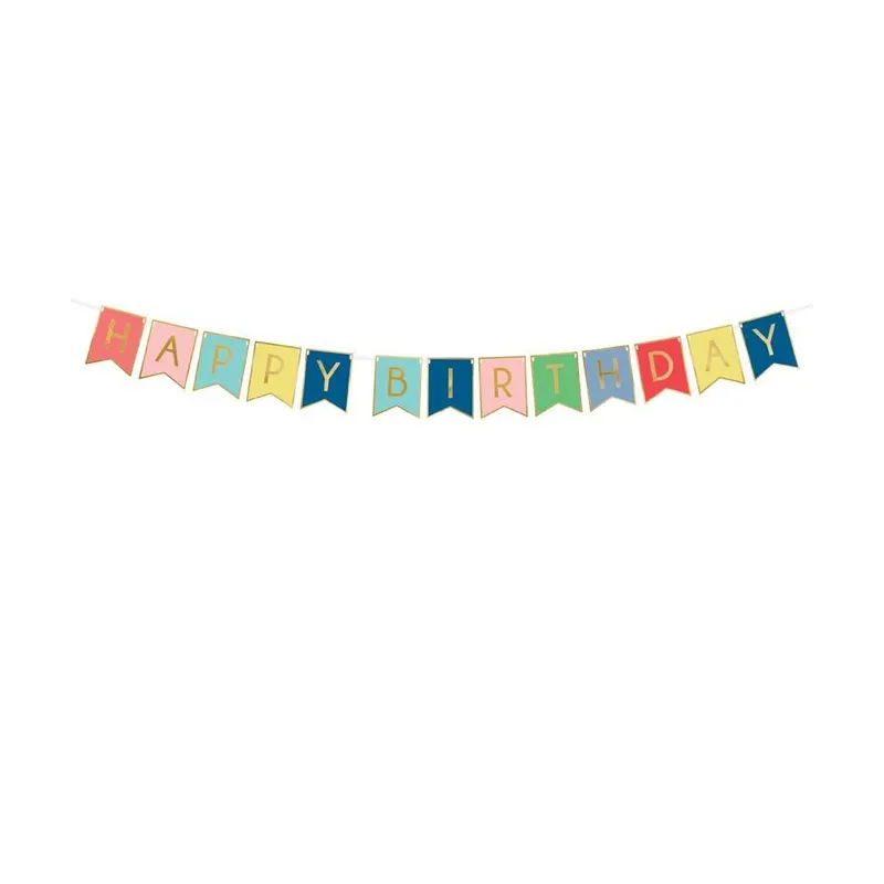 Partydeco Girlande Happy Birthday farbig, 15 x 175 cm