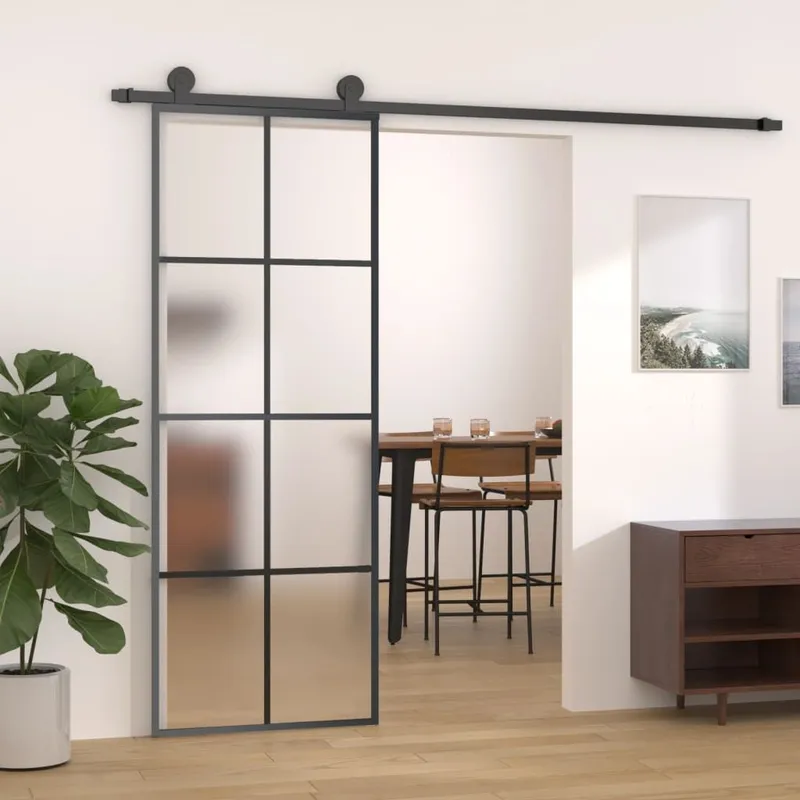 Porte coulissante avec kit de quincaillerie 76x205 cm Verre ESG