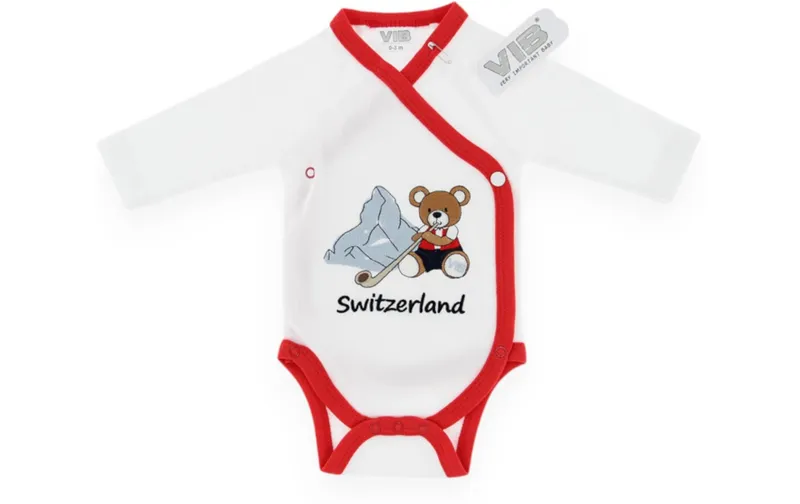 Very Important Baby Body Bär + Matterhorn + Switzerland blanc/rouge