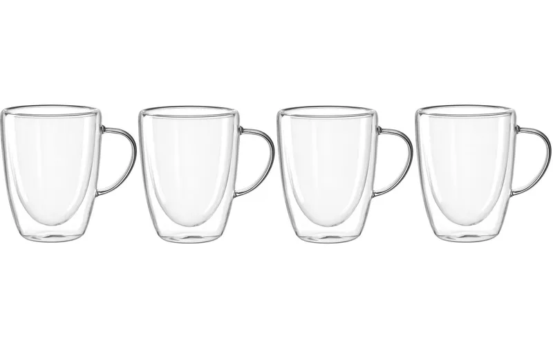 LEONARDO coffee cup Duo 300 ml, 4 pieces, transparent