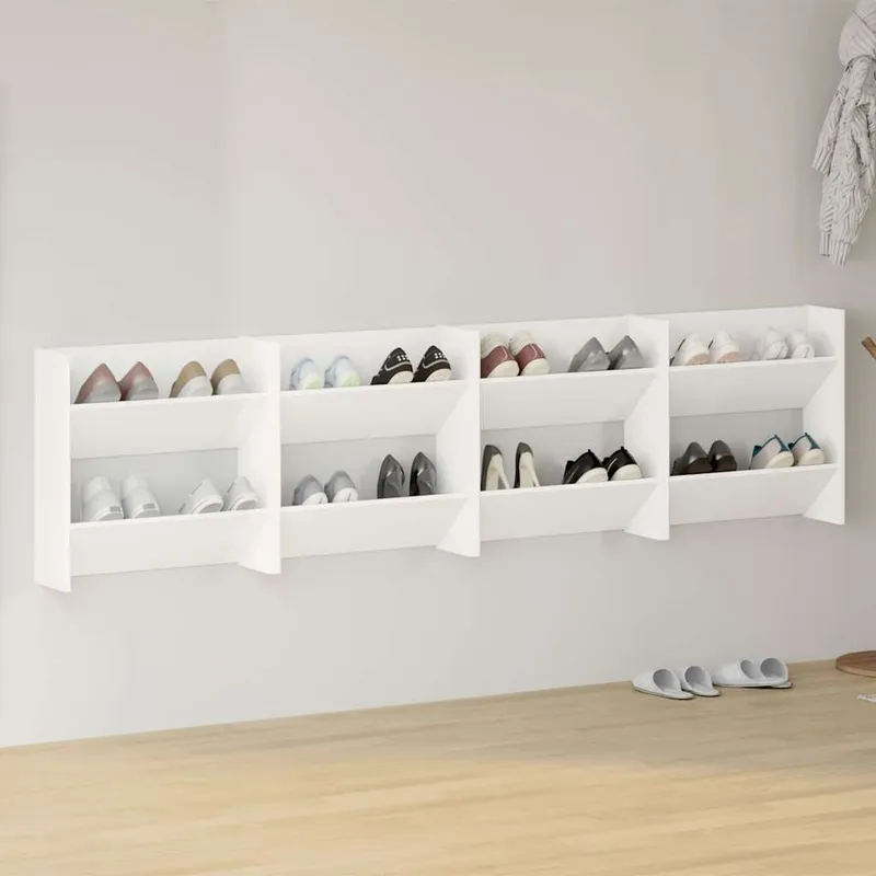 Armoires à chaussures murales 4 pcs blanc bois d'ingénierie