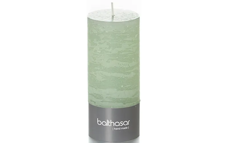 balthasar Candela cilindrica Rustico 14 cm x 6 cm, Verde chiaro, 1 pezzo
